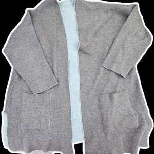 J. Jill Heather Gray And Teal Reversible Women's Cardigan Size 2x